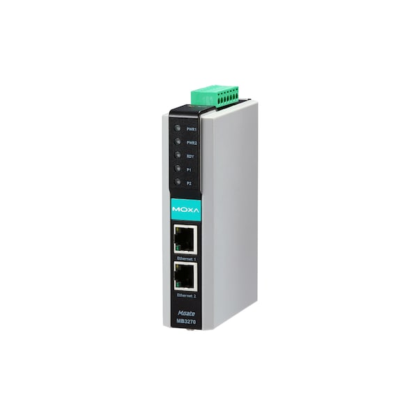 2Prt Modbus Tcp-Serial Comm.Gtway Advnc, 3 In 1, -40 to 75 Degrees, Mgate Mb3270-T